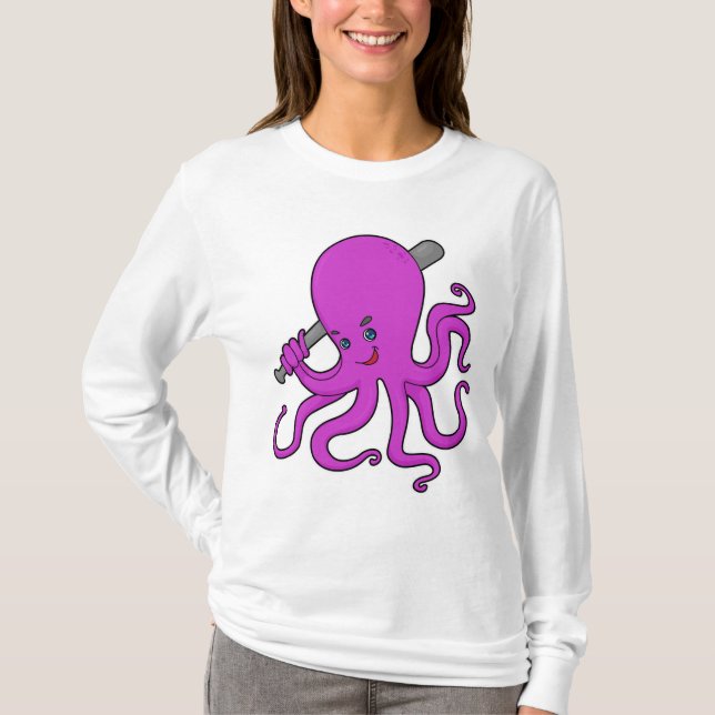 T-shirt Bataille de baseball de pieuvre (Devant)