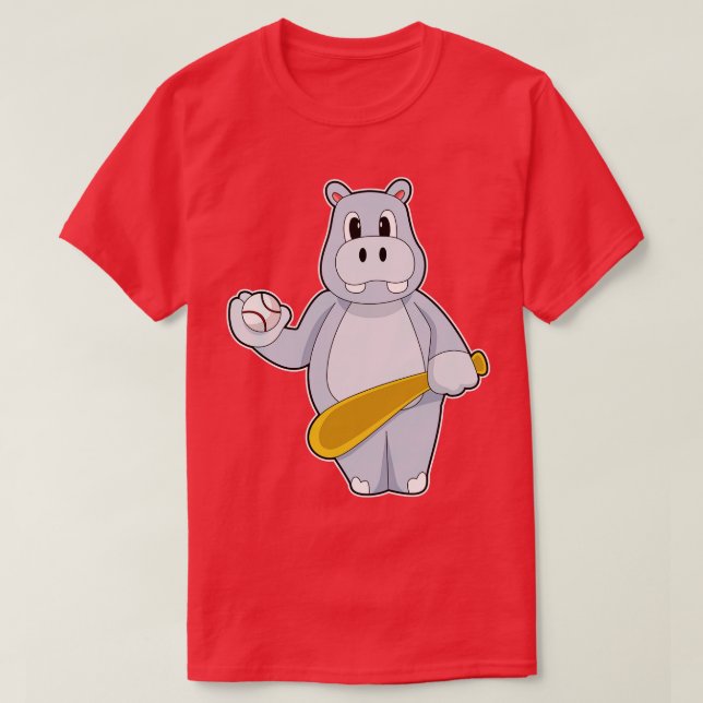 T-shirt Bataille de baseball hippo (Design devant)
