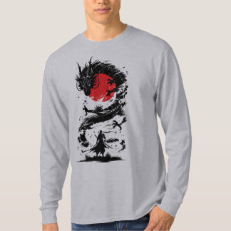 T-shirt Bataille de Samurai Warrior et Dragon