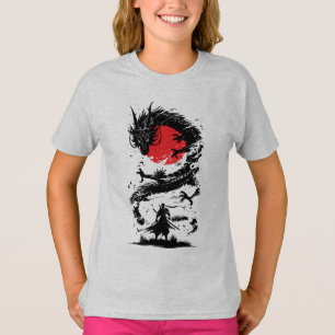 T-shirt Bataille de Samurai Warrior et Dragon