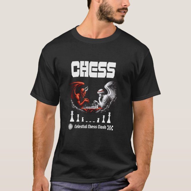 T-shirt Bataille d'échecs entre l'ange et le diable, batai (Devant)