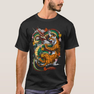 T-shirt Bataille du dragon et du tigre japonais