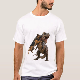 T-Shirt Bataille Épique Chien vs T-Rex
