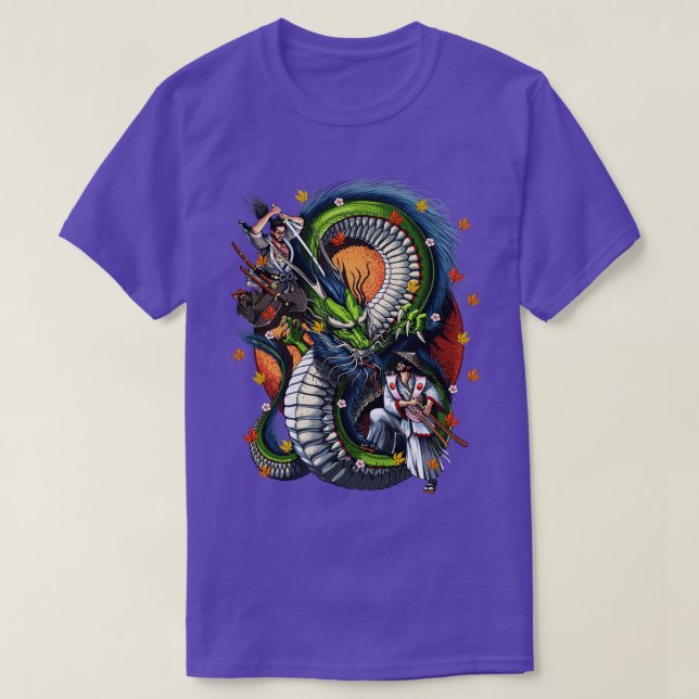 T-shirt Bataille japonaise de Dragon Samurai (Design devant)