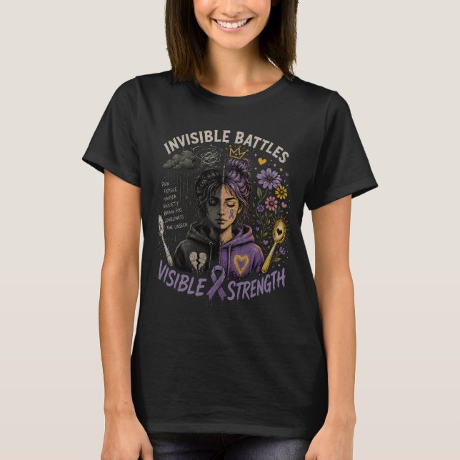 T-shirt Batailles Invisibles, Force Visible Maladie Chroni (Devant)
