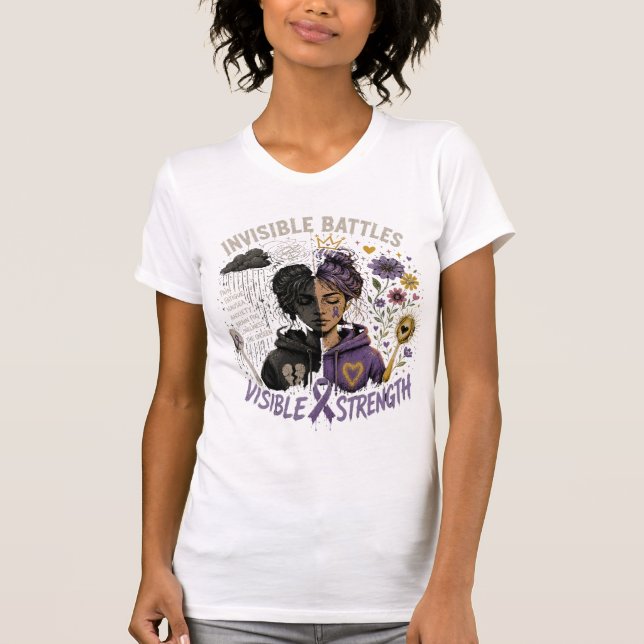 T-shirt Batailles invisibles, force visible Maladie chroni (Devant)
