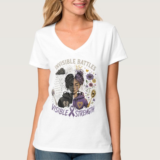 T-shirt Batailles invisibles, force visible Maladie chroni (Devant)