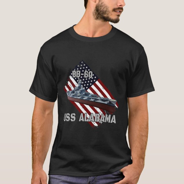 T-shirt Bataillon USS Alabama BB-60 _ Combat Warship Vete (Devant)