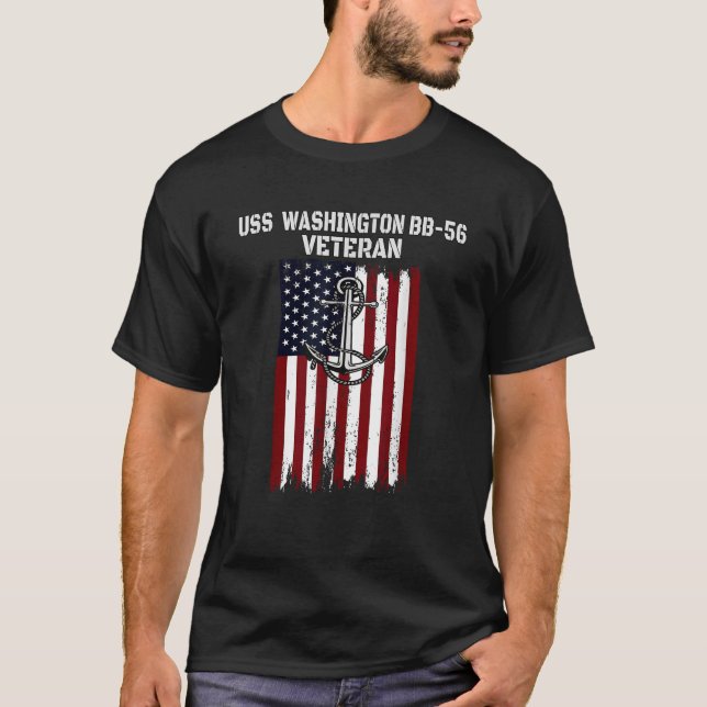 T-shirt Bataillon USS Washington BB 56 Veterans Warship F (Devant)