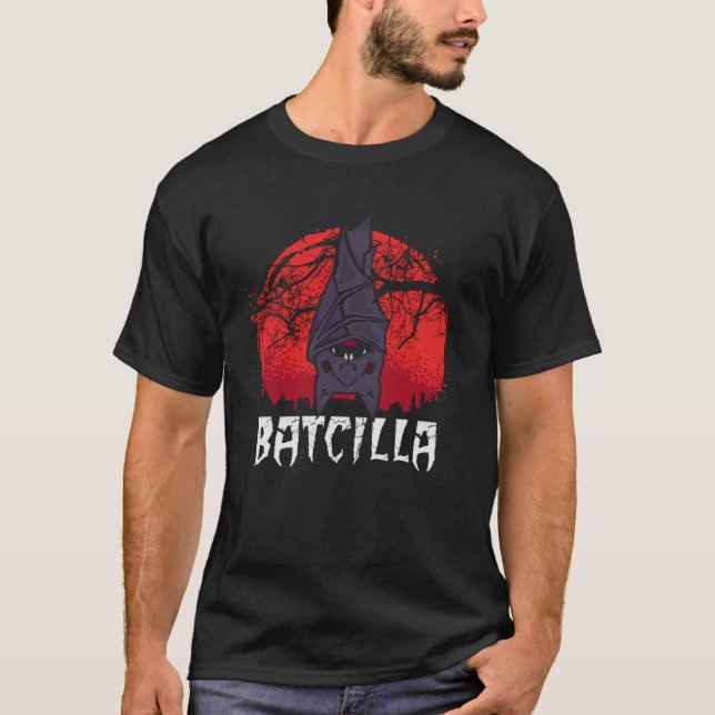 T-shirt Batcilla Bat Blood Suction Halloween Scary Virus (Devant)