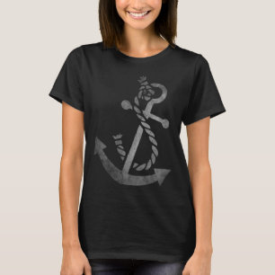T-shirt Bateau à ancre marine blanche vintage haute mer