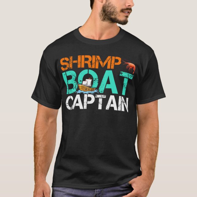 T-shirt Bateau à crevettes Capitaine Funny Bois de mer Cad (Devant)