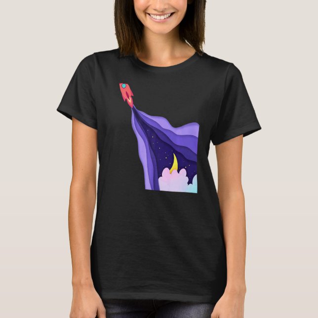 T-shirt Bateau À Fusées Le Navire Spatial Qui S'Éloigne De (Devant)