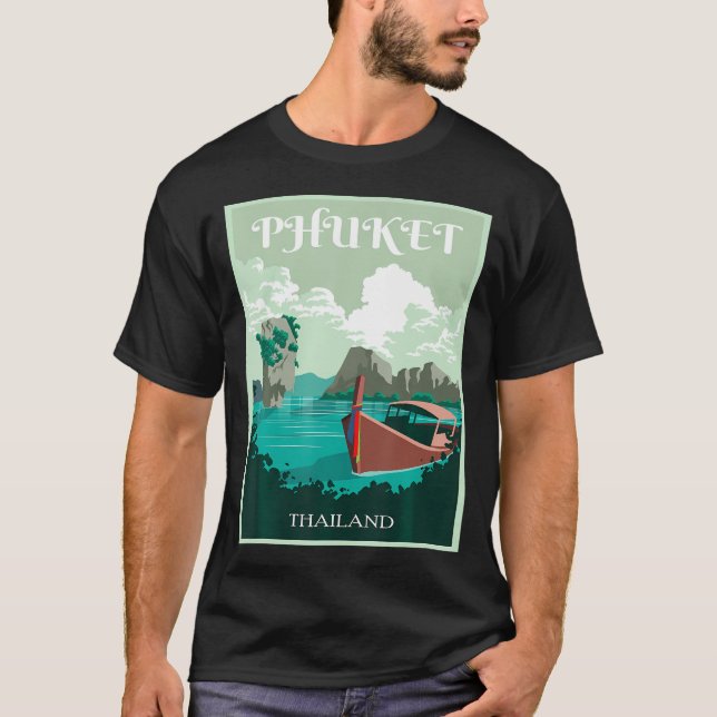 T-shirt Bateau à longue queue de Phuket Thaïlande Île Samu (Devant)