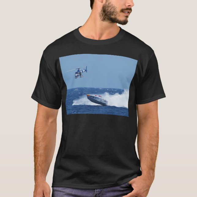 T-shirt Bateau À Moteur Et Hélicoptère (Devant)