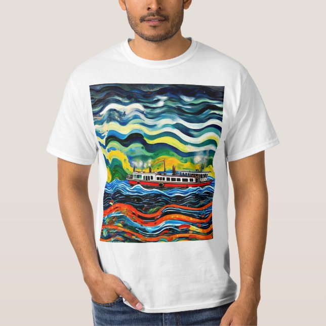 T-shirt Bateau à vapeur dans la tempête 5 (Devant)