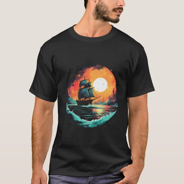 T-shirt Bateau à voile du capitaine de mer (Devant)