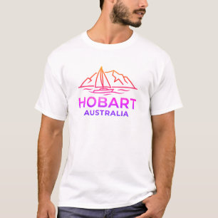 T-shirt Bateau à voile minimaliste et montagne à Hobart Au