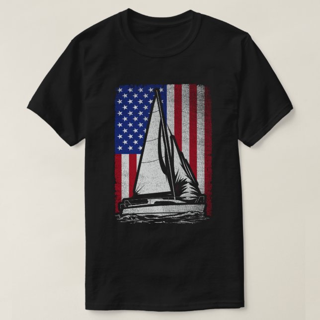 T-shirt Bateau à voile Pavillon américain patriotique Bate (Design devant)