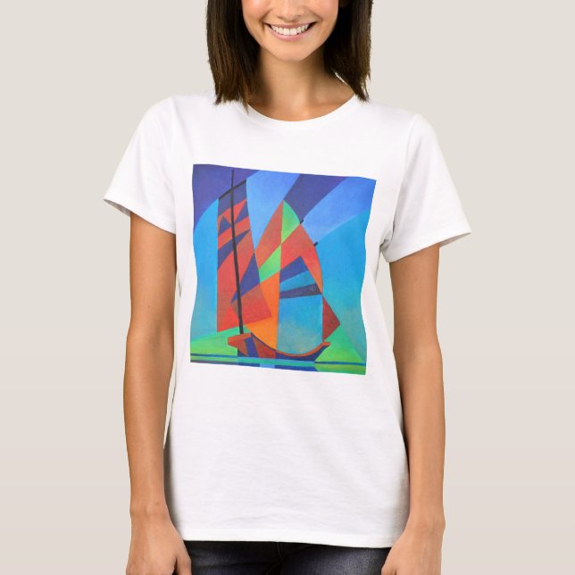T-shirt Bateau Abstrait Art Junk contre Deep Blue Sky (Devant)