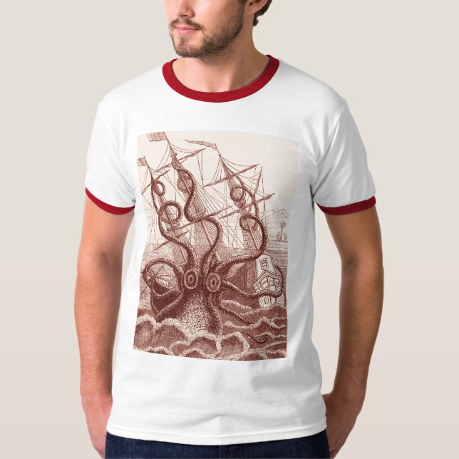 T-shirt bateau contre le poulpe (Devant)