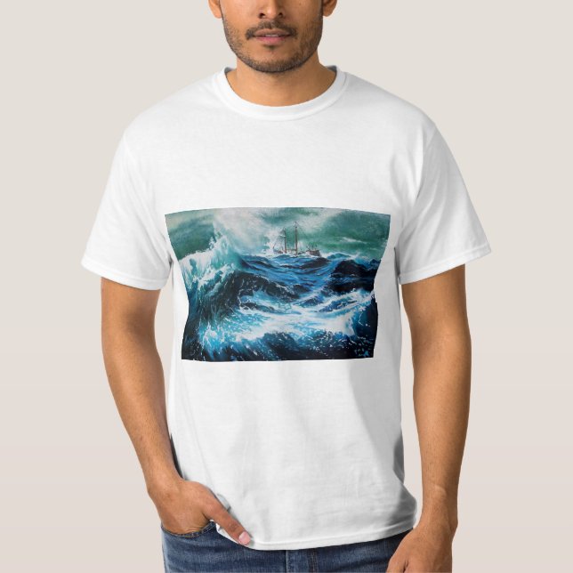 T-shirt Bateau dans la mer dans la tempête (Devant)