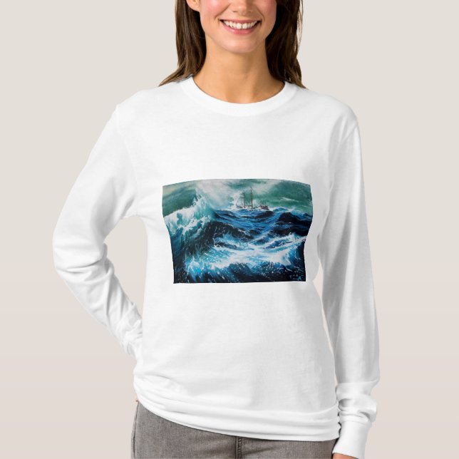 T-shirt Bateau dans la mer dans la tempête (Devant)