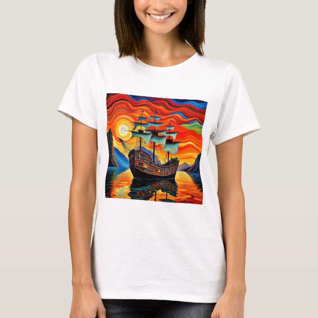 T-shirt Bateau dans le fjord 5 (Devant)