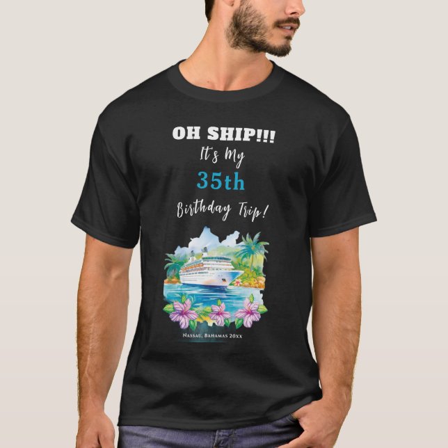 T-shirt Bateau de croisière d'anniversaire de la plage de  (Devant)