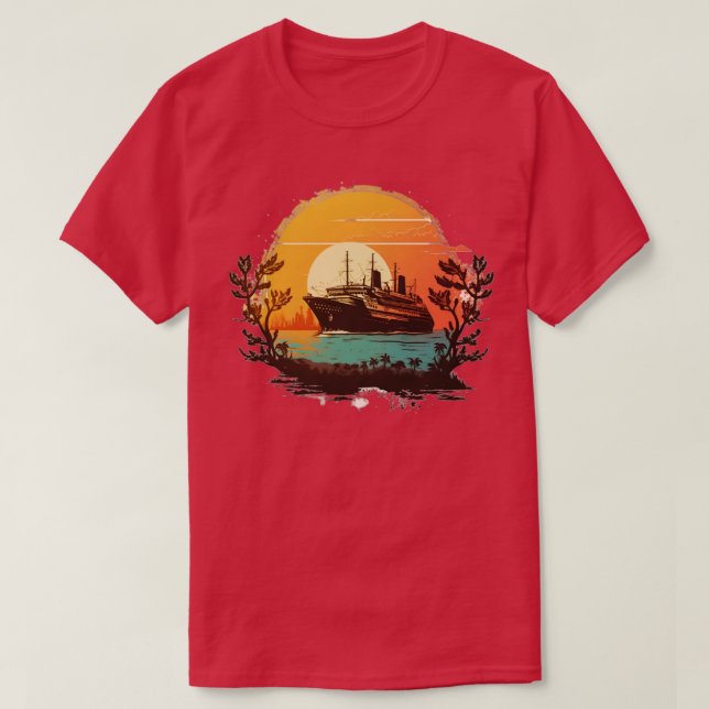 T-shirt Bateau de croisière devant un coucher de soleil vi (Design devant)