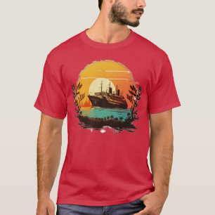 T-shirt Bateau de croisière devant un coucher de soleil vi