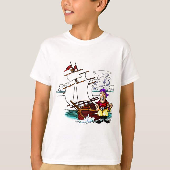 T-shirt Bateau de navigation de bande dessinée (Devant)