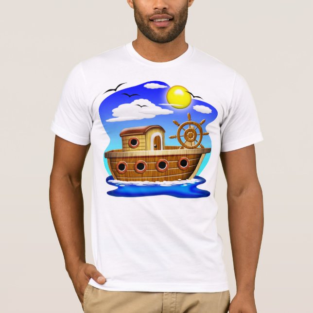 T-shirt Bateau de pêche dessin animé  (Devant)