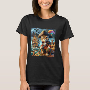 T-shirt Bateau de pirate chat mignon fantasy