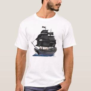 T-SHIRT BATEAU DE PIRATE NOIR