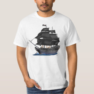 T-SHIRT BATEAU DE PIRATE NOIR