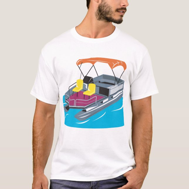 T-shirt Bateau de ponton rétro (Devant)