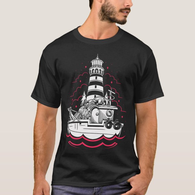 T-shirt Bateau et phare (Devant)