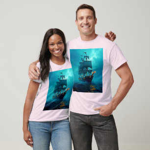 T-shirt Bateau fantôme sur le design Stormy Seas