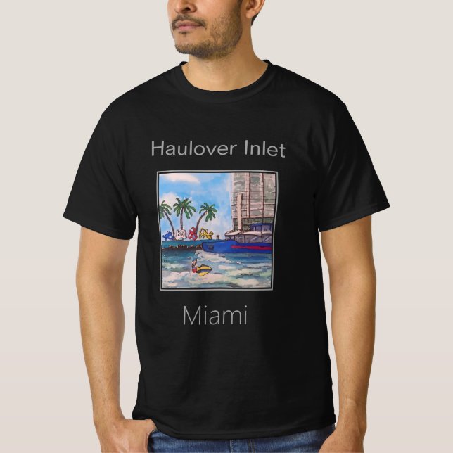 T-shirt Bateau, Jetski, Haulover Inlet, Miami, Floride (Devant)