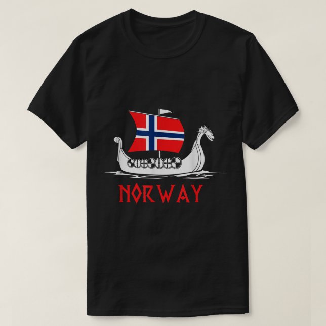 T-shirt Bateau Norwegian Drapeau Norvège Viking Ship Norvè (Design devant)