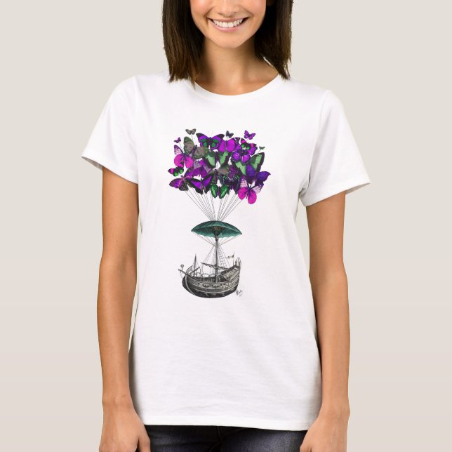 T-shirt Bateau papillon 2 violet et vert (Devant)