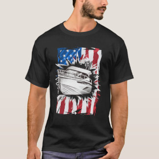T-shirt Bateau patriotique 4 juillet Drapeau américain