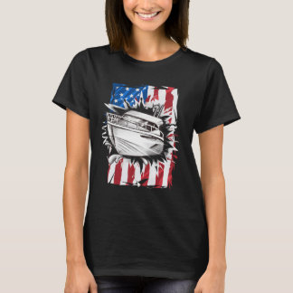 T-shirt Bateau patriotique 4 juillet Drapeau américain