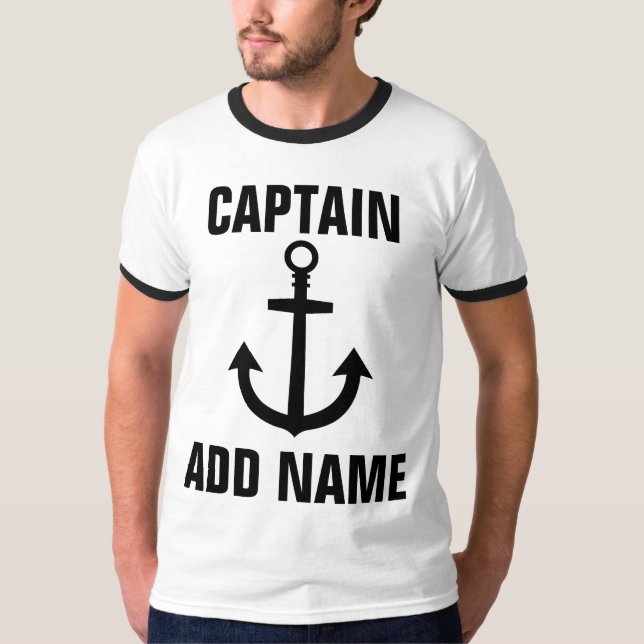 T-shirt Bateau personnalisé Nom du capitaine Ancre Tee (Devant)