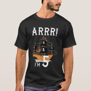 T-shirt Bateau Pirate Anniversaire de enfant Party 5 ans
