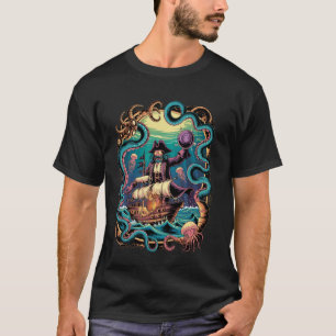 T-shirt Bateau pirate kraken pieuvre steampunk