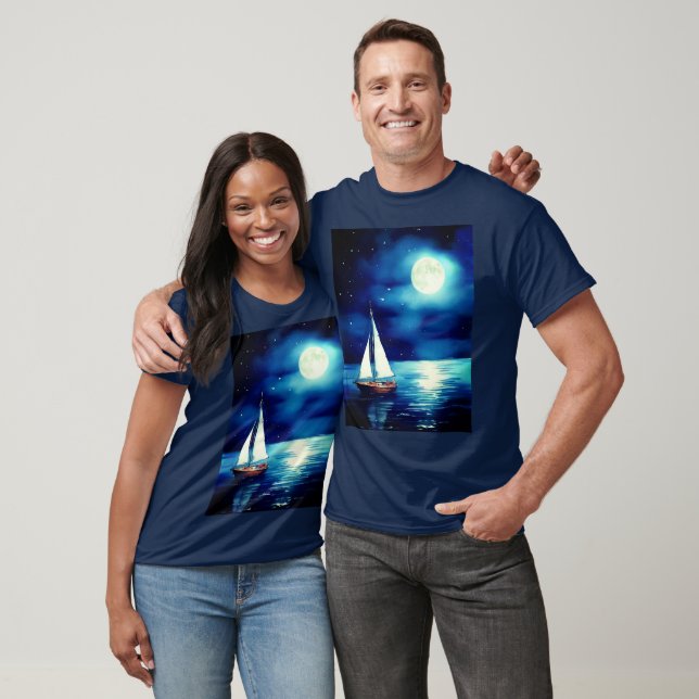 T-shirt Bateau sous Pleine lune (Unisexe)