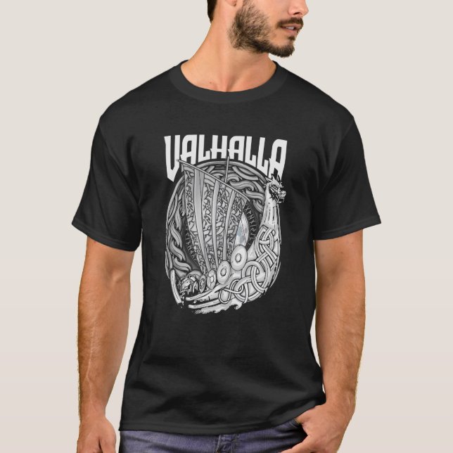 T-shirt Bateau Viking Norseman Bateau Viking Runes Odin Va (Devant)
