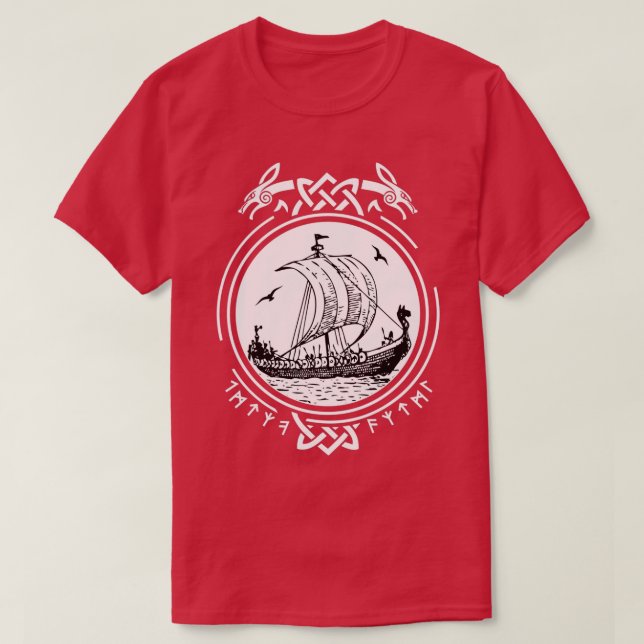 T-shirt Bateau Viking Runes Wikinger Vikings (Design devant)